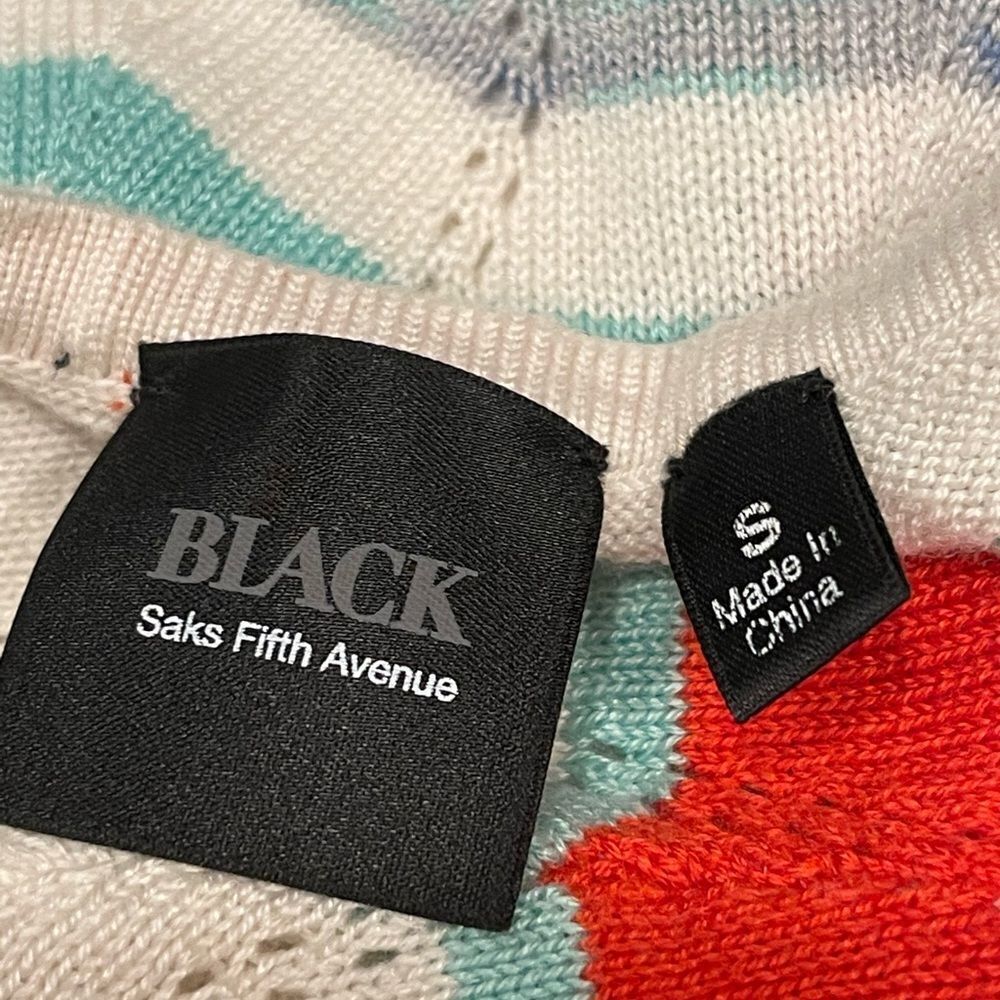 Saks Fifth Avenue Black Label Chevron Spring Lightweight Knit Cardigan Sweater - Picture 8 of 9